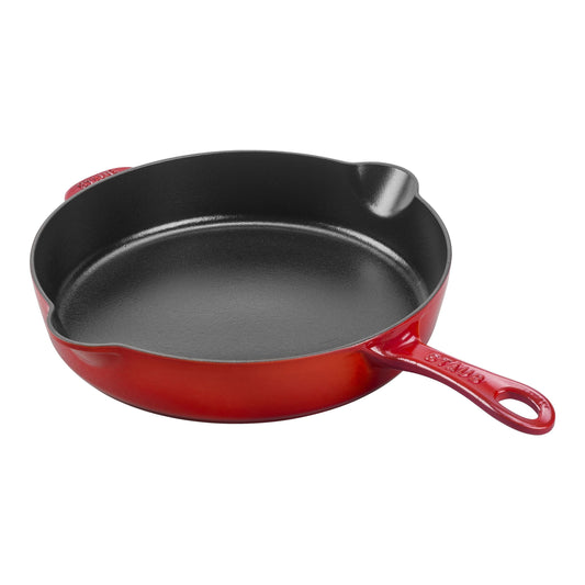 STAUB Pans 28 cm / 11 inch Cast Iron Traditional Deep Frypan, Cherry