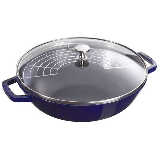 STAUB Specialities 30 cm / 12 inch Cast Iron Perfect Pan / Wok, Dark-Blue