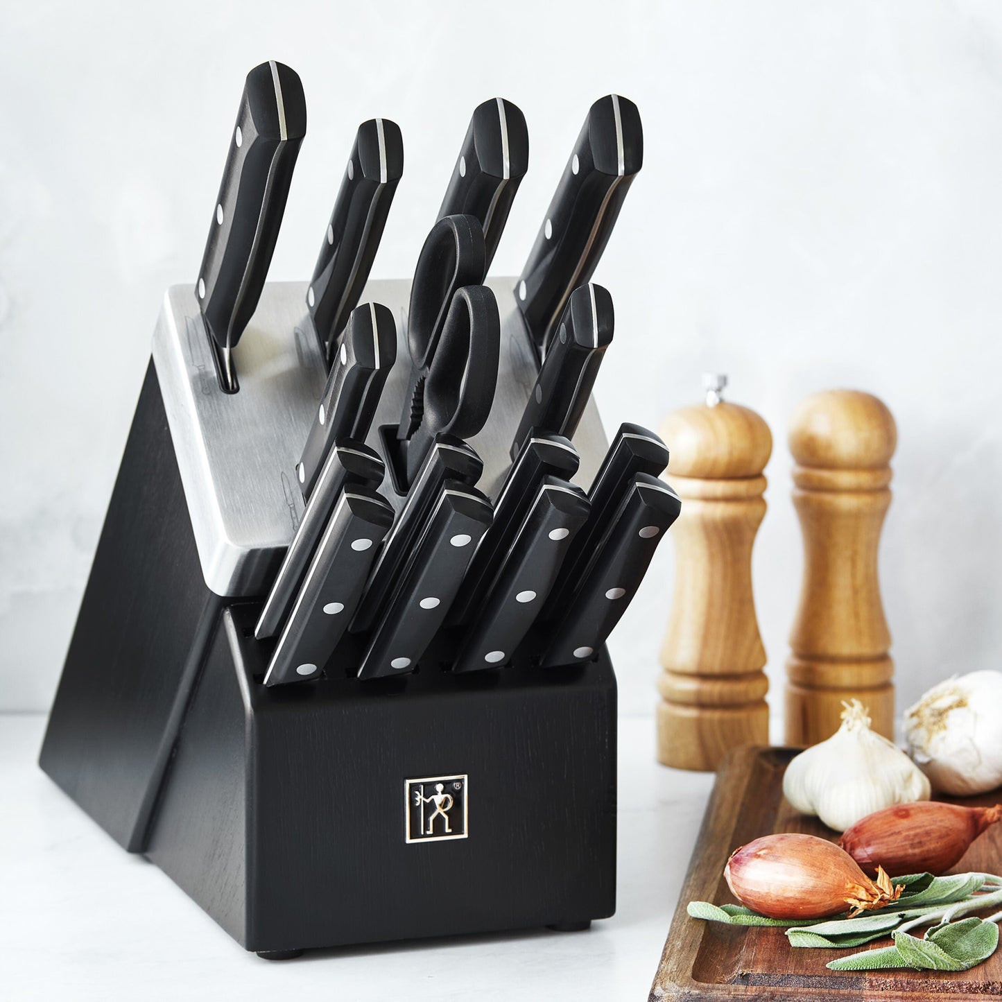 Henckels Solution 16 Piece, Knife Block Set, Black