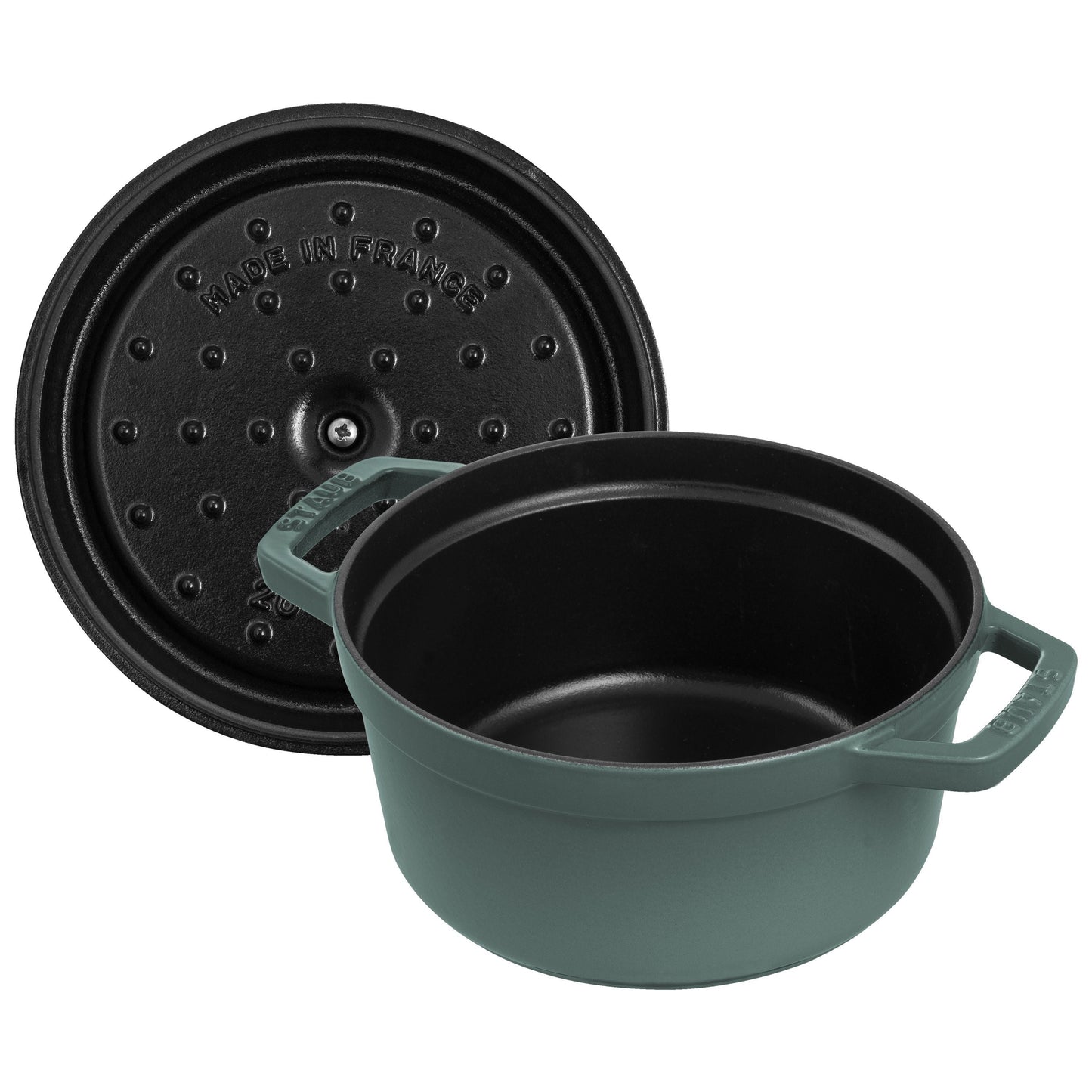 STAUB La Cocotte 2.2 L Cast Iron Round Cocotte, Eucalyptus