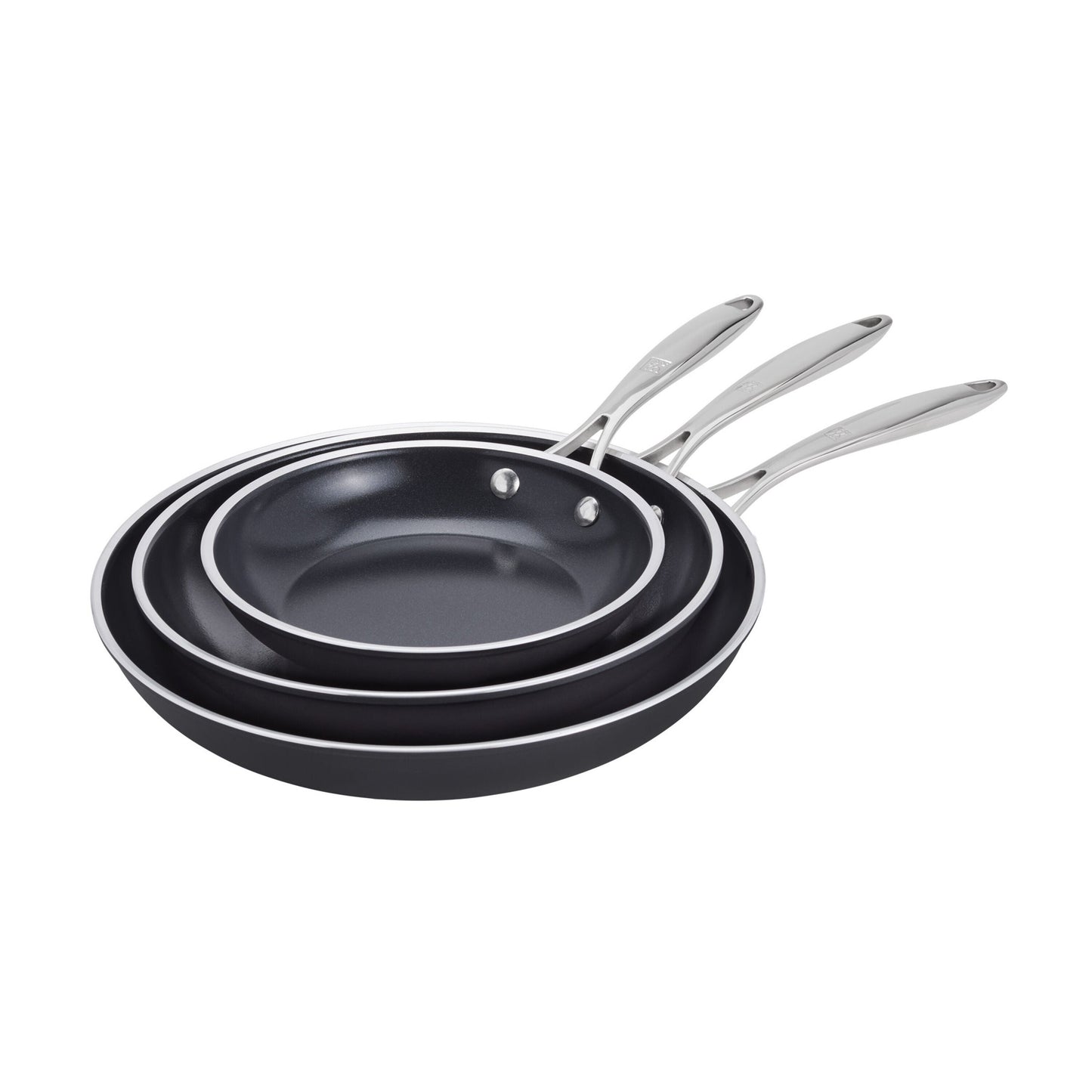 ZWILLING Forte Plus Fry Pan Set, 3 Piece, Aluminum, Ceramic Titanium