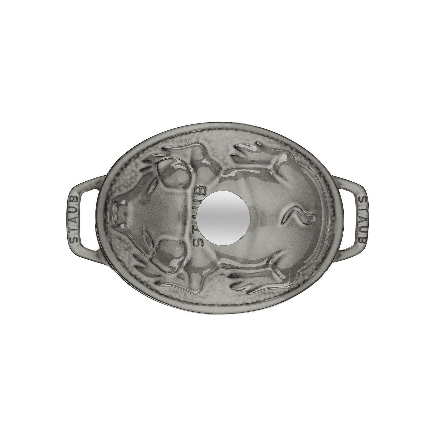 STAUB La Cocotte 1 L Cast Iron Oval Cocotte Pig Lid, Graphite-Grey