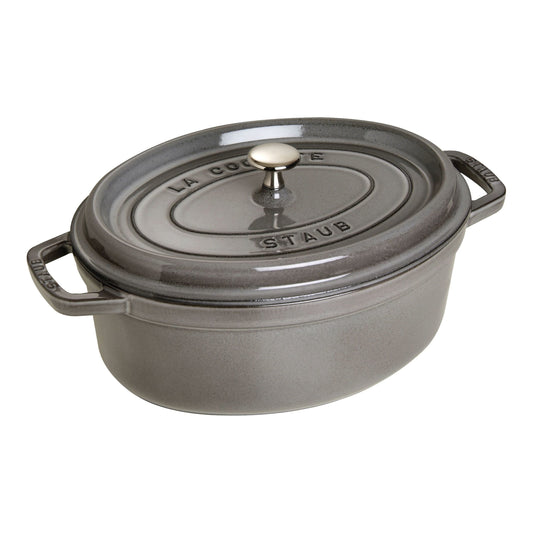 STAUB La Cocotte 8 L Cast Iron Oval Cocotte, Graphite-Grey