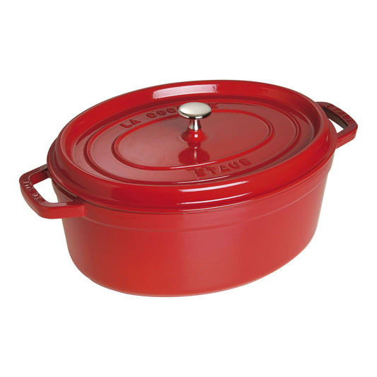 STAUB La Cocotte 6.75 L Cast Iron Oval Cocotte, Cherry