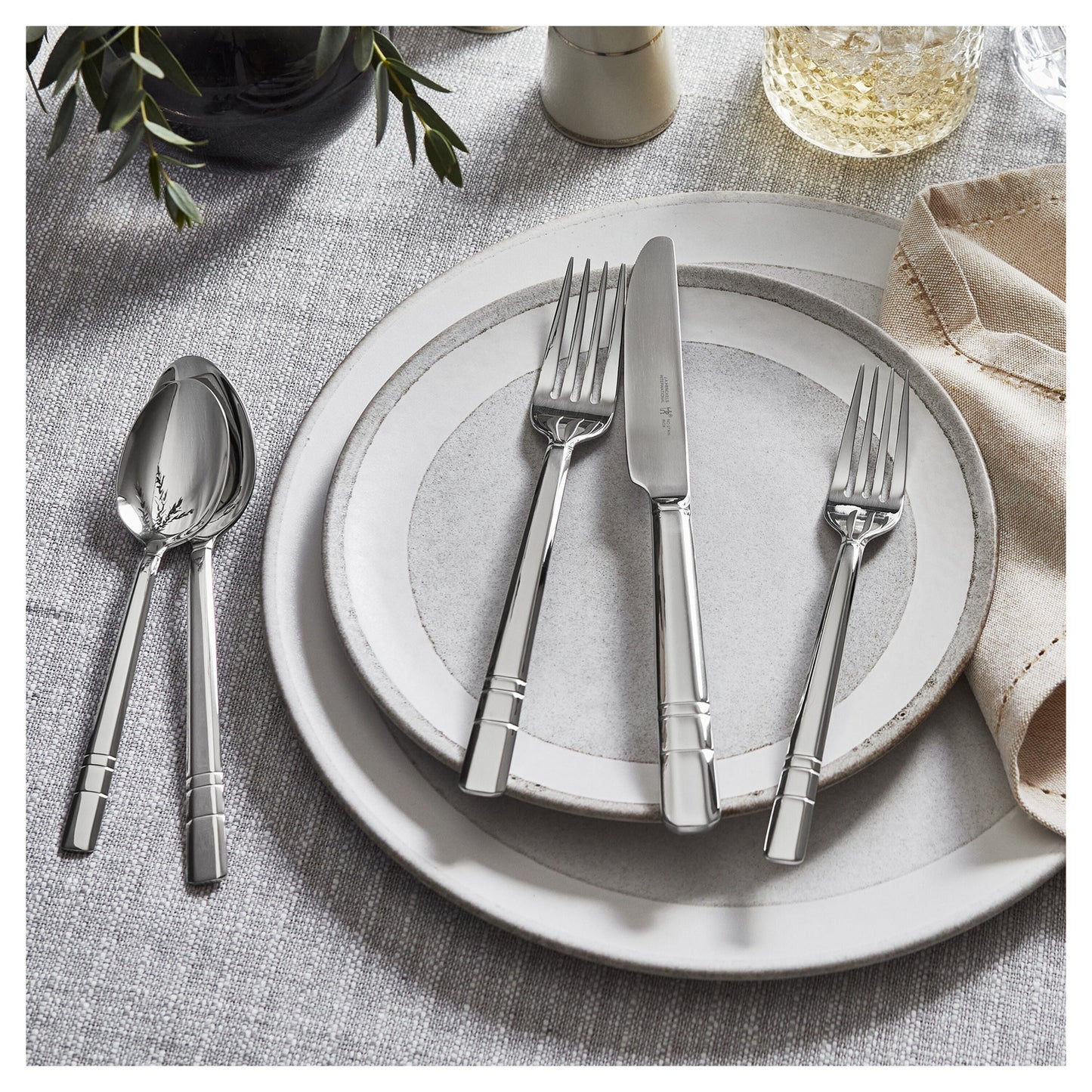HENCKELS Madison Square 65 Piece Flatware Set Polished