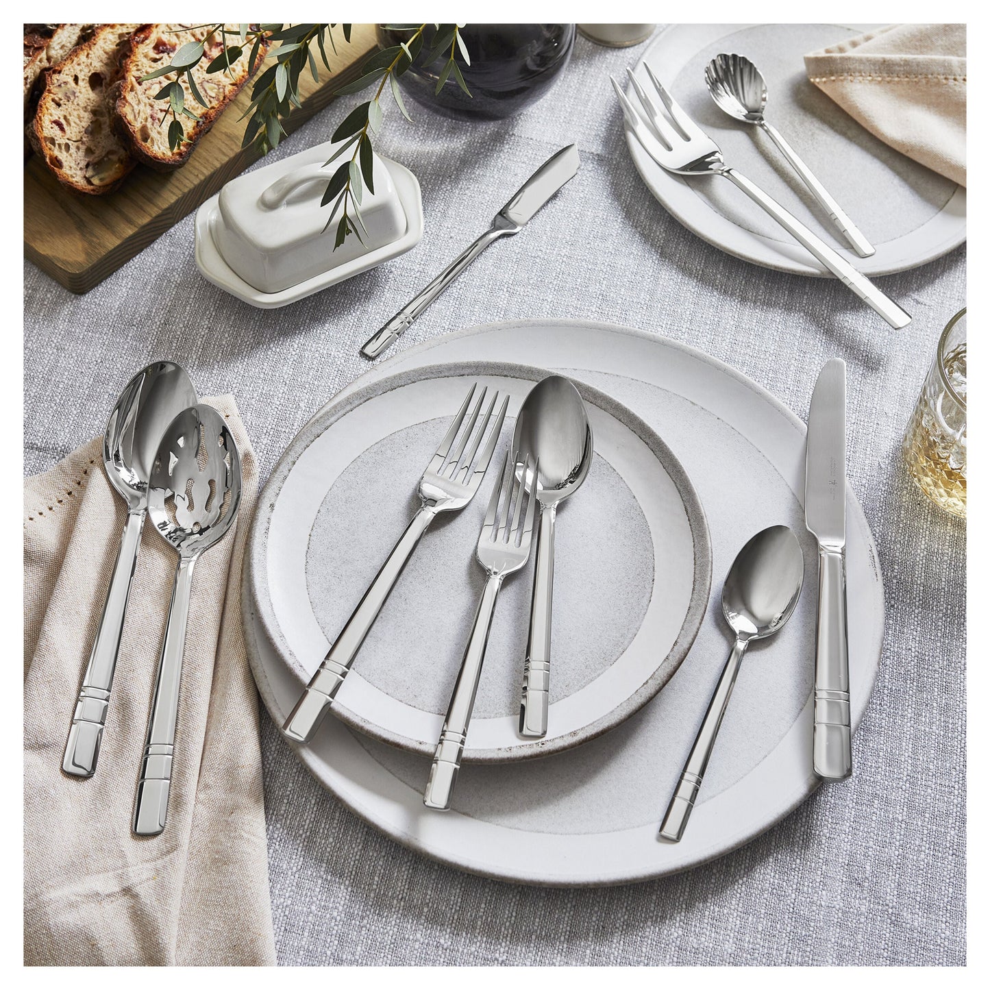 HENCKELS Madison Square 65 Piece Flatware Set Polished