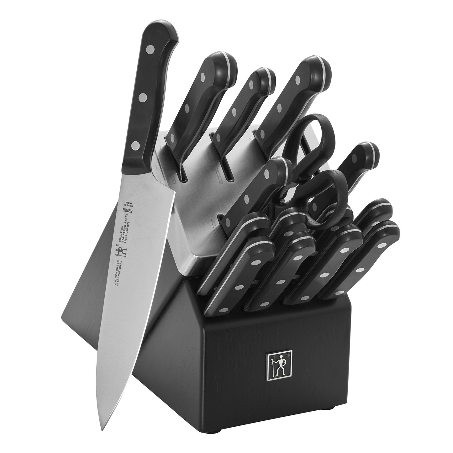 Henckels Solution 16 Piece, Knife Block Set, Black