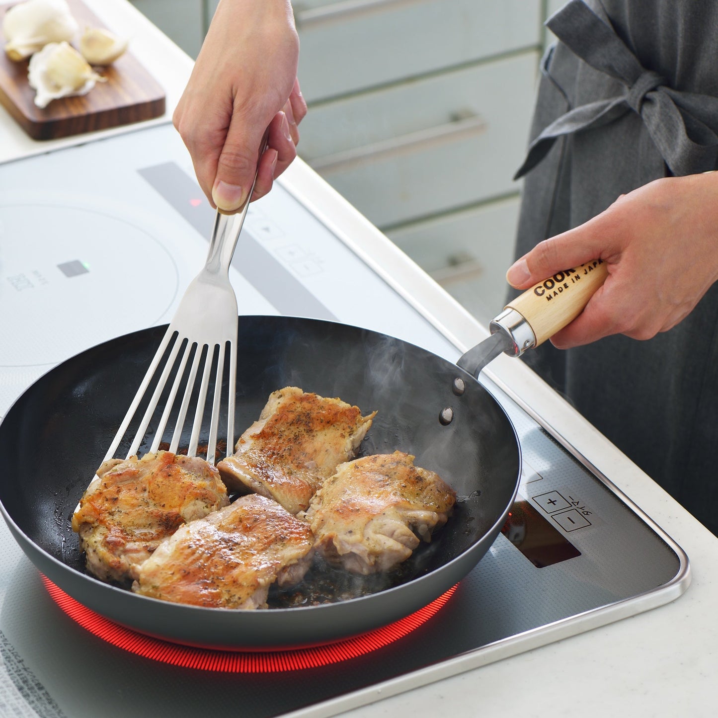 Yoshikawa Cook-Pal REN 28cm Nitrided Carbon Steel Deep Fry Pan