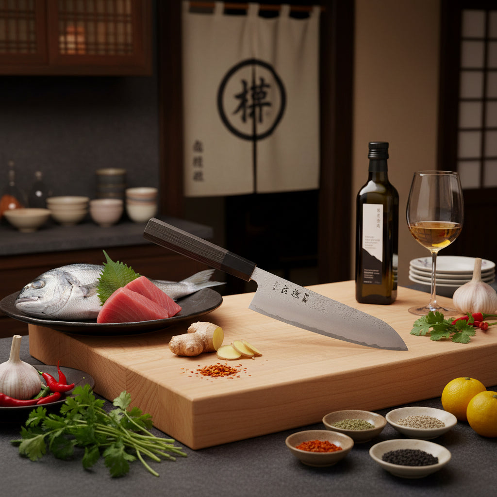 Ginrei Silver 3-Layer Nashiji Santoku knife 170mm Wenge Handle